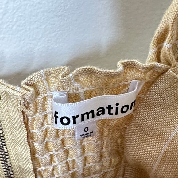 REFORMATION Barrington Linen Striped Button Front Midi Dress Sz 0 {T17} - Picture 5 of 6